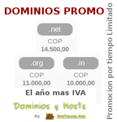 Promocion Dominios .net .org .in .co