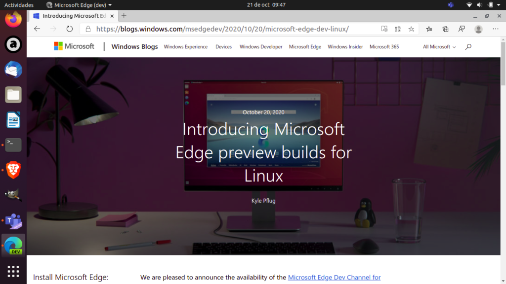 El Navegador Microsoft Edge para Linux